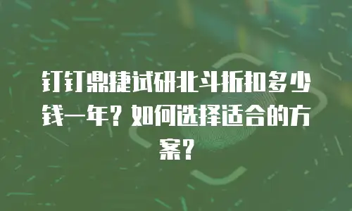 钉钉鼎捷试研北斗折扣多少钱一年？如何选择适合的方案？