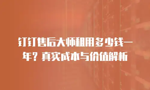 钉钉售后大师租用多少钱一年？真实成本与价值解析
