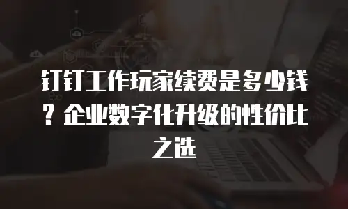 钉钉工作玩家续费是多少钱？企业数字化升级的性价比之选
