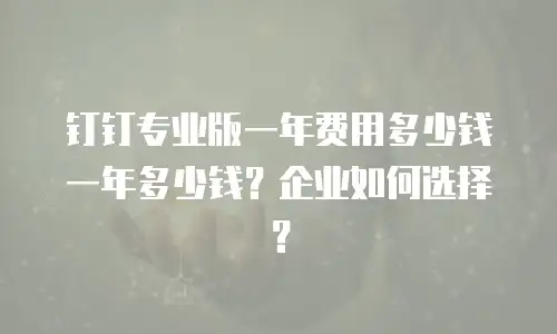 钉钉专业版一年费用多少钱一年多少钱？企业如何选择？