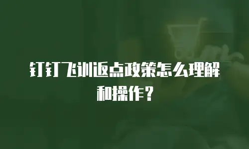 钉钉飞训返点政策怎么理解和操作？