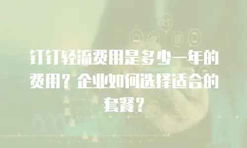 钉钉轻流费用是多少一年的费用？企业如何选择适合的套餐？