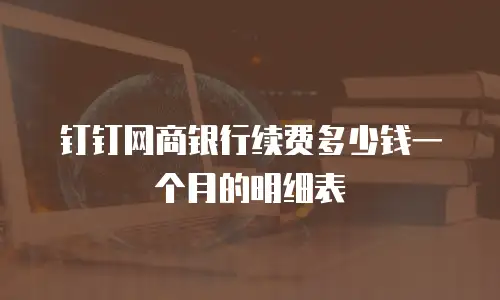 钉钉网商银行续费多少钱一个月的明细表