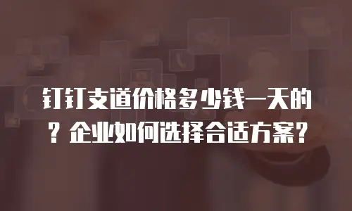 钉钉支道价格多少钱一天的？企业如何选择合适方案？