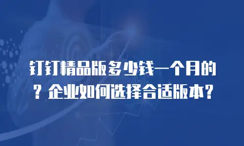 钉钉精品版多少钱一个月的？企业如何选择合适版本？
