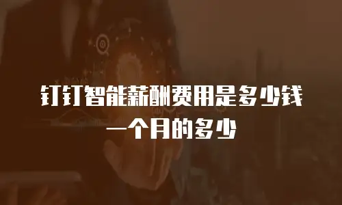 钉钉智能薪酬费用是多少钱一个月的多少