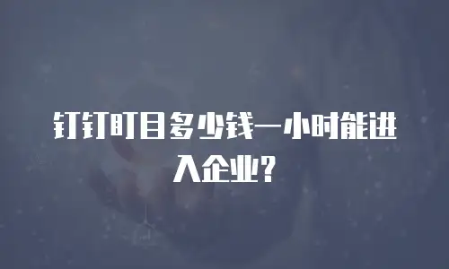 钉钉盯目多少钱一小时能进入企业？