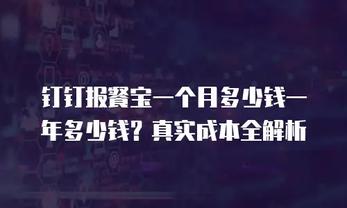 钉钉报餐宝一个月多少钱一年多少钱？真实成本全解析