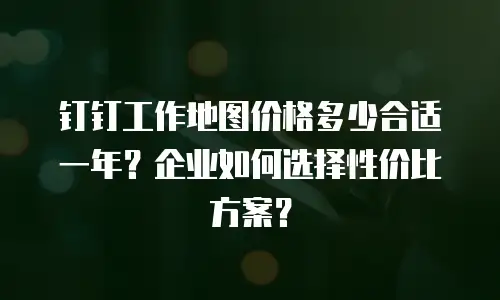 钉钉工作地图价格多少合适一年？企业如何选择性价比方案？