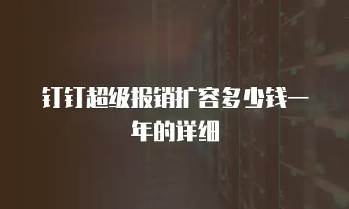 钉钉超级报销扩容多少钱一年的详细