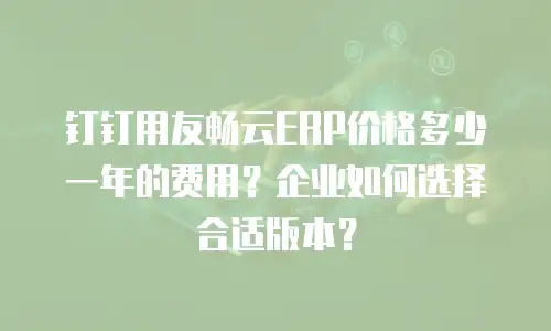 钉钉用友畅云ERP价格多少一年的费用？企业如何选择合适版本？