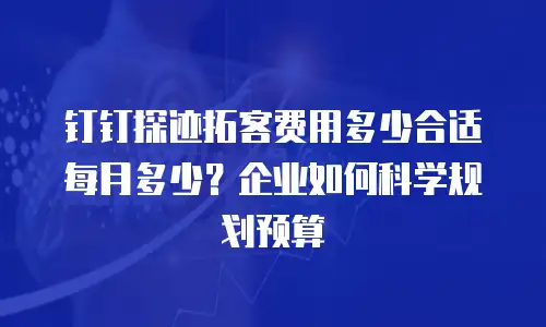 钉钉探迹拓客费用多少合适每月多少？企业如何科学规划预算