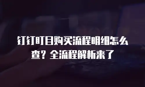 钉钉盯目购买流程明细怎么查？全流程解析来了