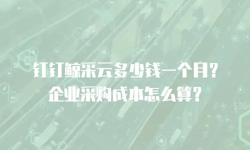 钉钉鲸采云多少钱一个月？企业采购成本怎么算？