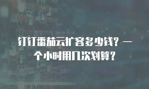 钉钉番茄云扩容多少钱？一个小时用几次划算？
