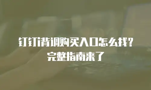 钉钉i背调购买入口怎么找？完整指南来了