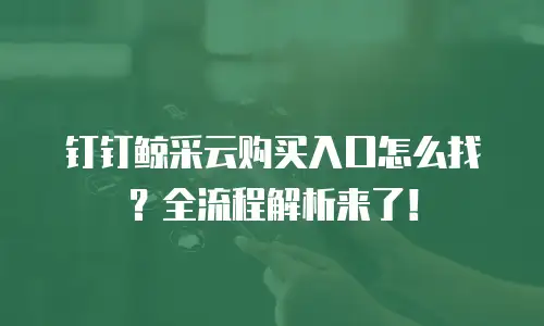 钉钉鲸采云购买入口怎么找？全流程解析来了！