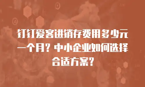 钉钉爱客进销存费用多少元一个月？中小企业如何选择合适方案？