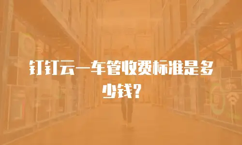 钉钉云一车管收费标准是多少钱？