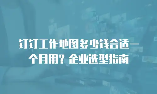 钉钉工作地图多少钱合适一个月用？企业选型指南