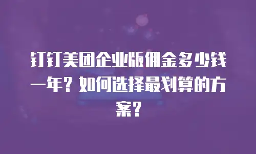 钉钉美团企业版佣金多少钱一年？如何选择最划算的方案？