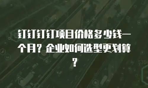 钉钉钉钉项目价格多少钱一个月？企业如何选型更划算？