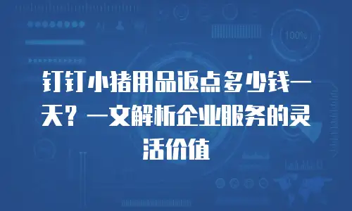 钉钉小猪用品返点多少钱一天？一文解析企业服务的灵活价值