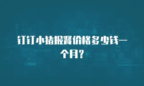 钉钉小猪报餐价格多少钱一个月？