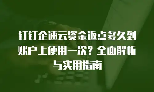 钉钉企速云资金返点多久到账户上使用一次？全面解析与实用指南