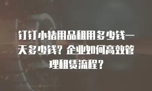 钉钉小猪用品租用多少钱一天多少钱？企业如何高效管理租赁流程？