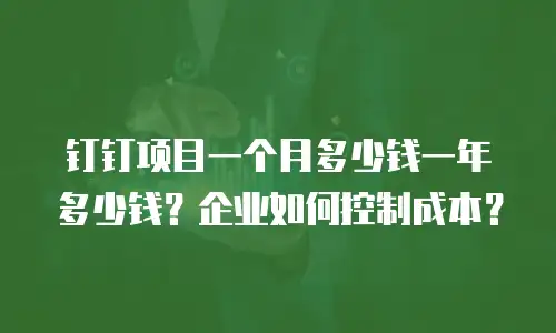 钉钉项目一个月多少钱一年多少钱？企业如何控制成本？