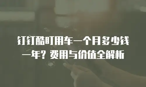 钉钉酷盯用车一个月多少钱一年？费用与价值全解析