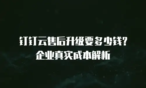 钉钉云售后升级要多少钱？企业真实成本解析