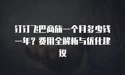 钉钉飞巴商旅一个月多少钱一年？费用全解析与优化建议