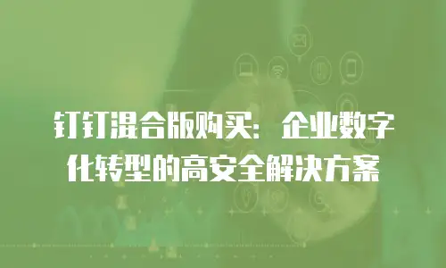 钉钉混合版购买：企业数字化转型的高安全解决方案