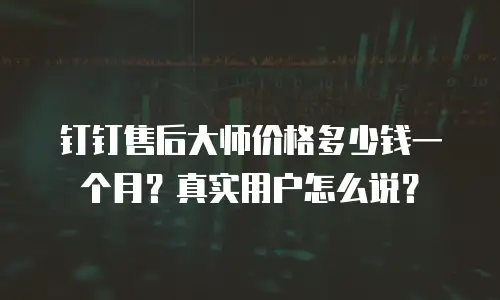 钉钉售后大师价格多少钱一个月？真实用户怎么说？