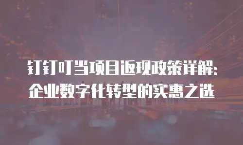 钉钉叮当项目返现政策详解：企业数字化转型的实惠之选