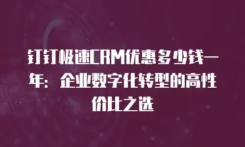 钉钉极速CRM优惠多少钱一年：企业数字化转型的高性价比之选