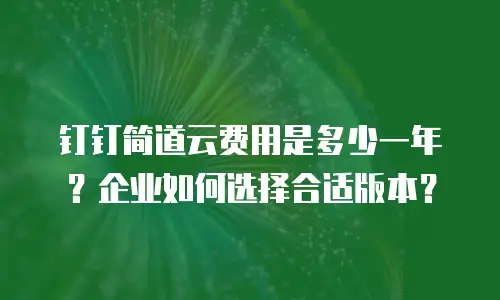 钉钉简道云费用是多少一年？企业如何选择合适版本？