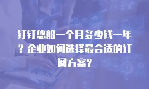 钉钉悠船一个月多少钱一年？企业如何选择最合适的订阅方案？