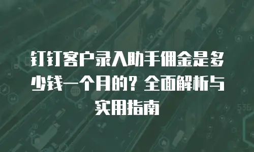 钉钉客户录入助手佣金是多少钱一个月的？全面解析与实用指南