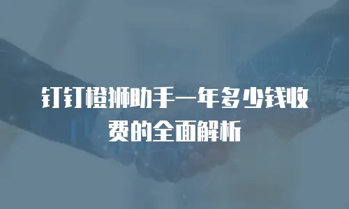 钉钉橙狮助手一年多少钱收费的全面解析