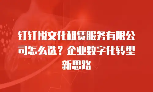 钉钉悦文化租赁服务有限公司怎么选？企业数字化转型新思路