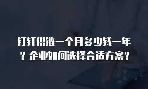 钉钉供链一个月多少钱一年？企业如何选择合适方案？