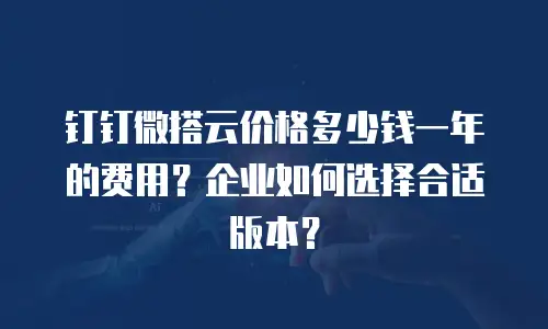 钉钉微搭云价格多少钱一年的费用？企业如何选择合适版本？