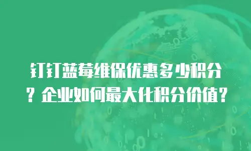 钉钉蓝莓维保优惠多少积分？企业如何最大化积分价值？