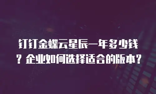 钉钉金蝶云星辰一年多少钱？企业如何选择适合的版本？