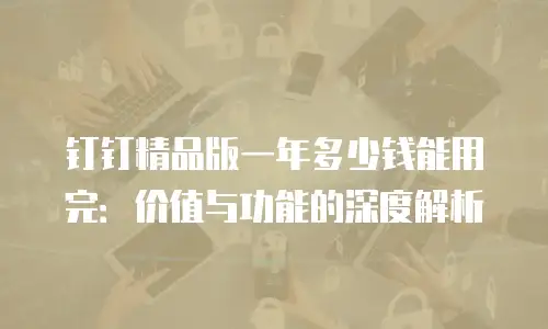 钉钉精品版一年多少钱能用完：价值与功能的深度解析