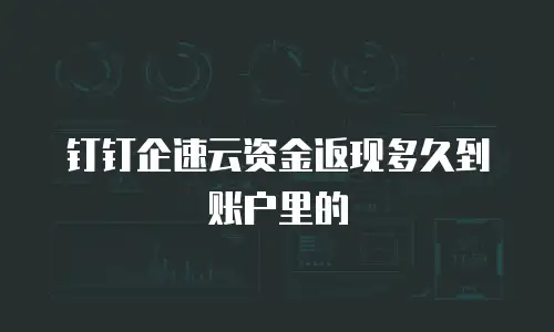 钉钉企速云资金返现多久到账户里的
