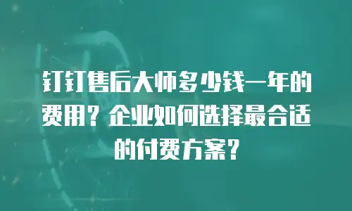 钉钉售后大师多少钱一年的费用？企业如何选择最合适的付费方案？